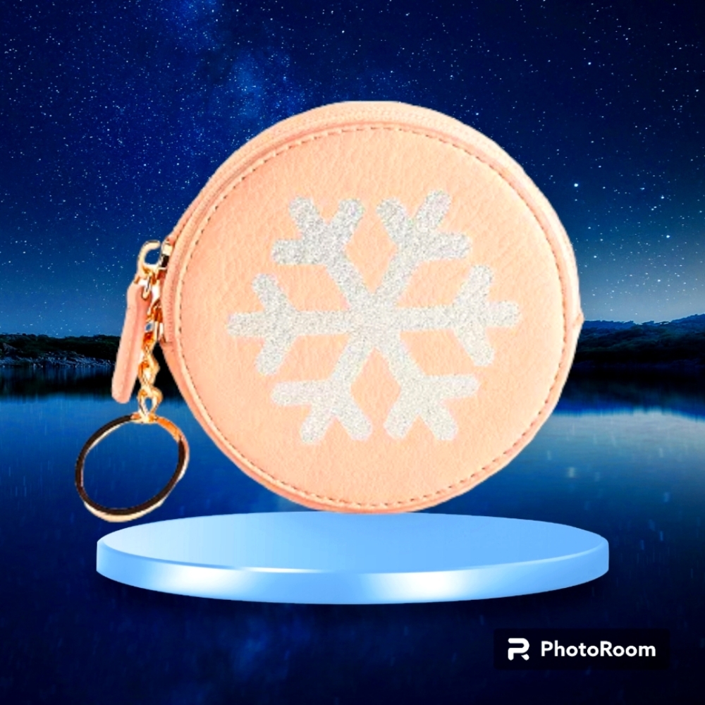 LC Lauren Conrad Snowflake Coin Pouch, Dusty Pink, NWT